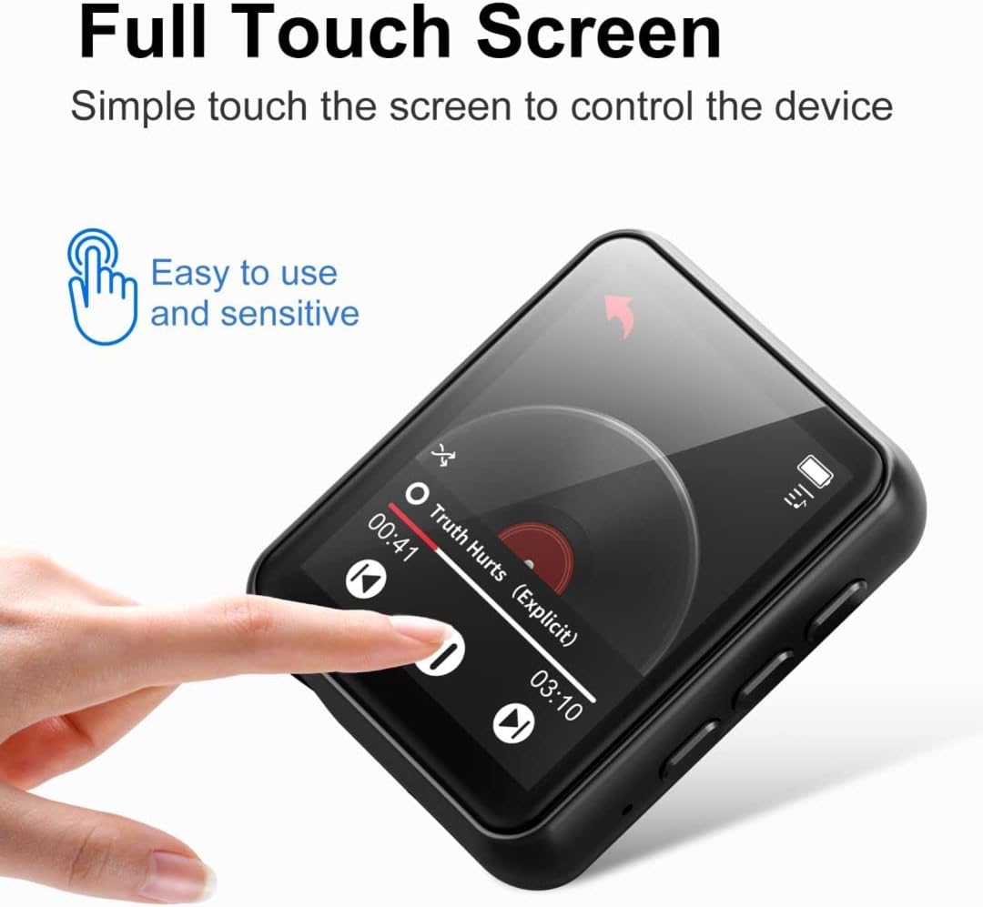 64GB MP3 Player Bluetooth 5.3 Touch Screen Music Player Portable mp3 Player with Speakers high Fidelity Lossless Sound Quality mp3 FM Radio Recording e-Book MP3 Player Support (128GB)