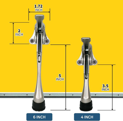 One Touch Kickdown Door Stopper, Door Holder, Heavy Duty Door Stops, Bottom of Door, Height-Adjustable Rubber Tips by HASHI (Chrome 6 inch x 1pack)