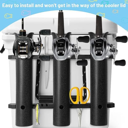 Cooler Fishing Rod Holder, Wall Mounted Fishing Pole Holder, 3 Link Fishing Rod Rack Compatible with YETI Coolers and for RTIC Coolers, Cooler Accessory