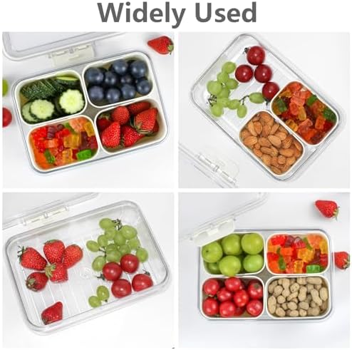 Small Snackle Box Container, Divided Serving Tray with Lid, 4 Compartment Snack Box Container for Candy, Fruits, Charcuterie, Travel & Parties, BPA-Free, 2 Pack