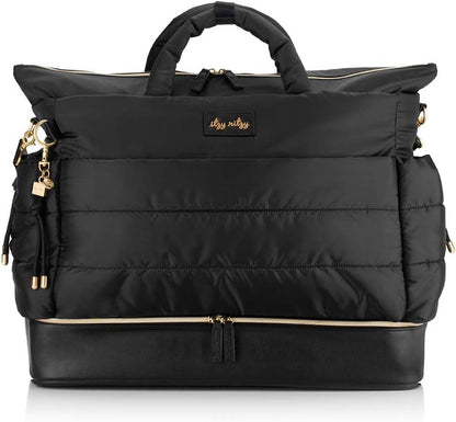 Itzy Ritzy Dream Weekender Travel Bag – Lightweight Overnight Bag with Base Compartment, 12 Pockets, Bottle Holders & Strap