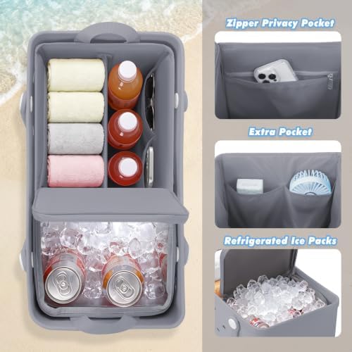 Cooler Organizer Insert Compatible with Bogg Bag XL, Leak-Proof Ice Chest Beach Bag with Removable Divider, Zippered Pouch, Portable Travel Organizer for Beach, Picnic, Camping, Pool