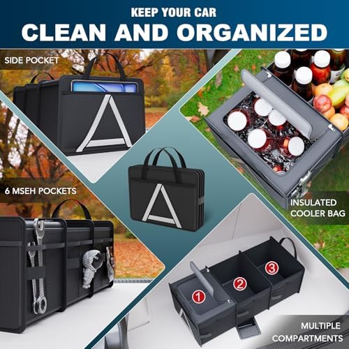 K KNODEL Trunk Organizer Storage with Cooler for Car and SUV Medium, Black