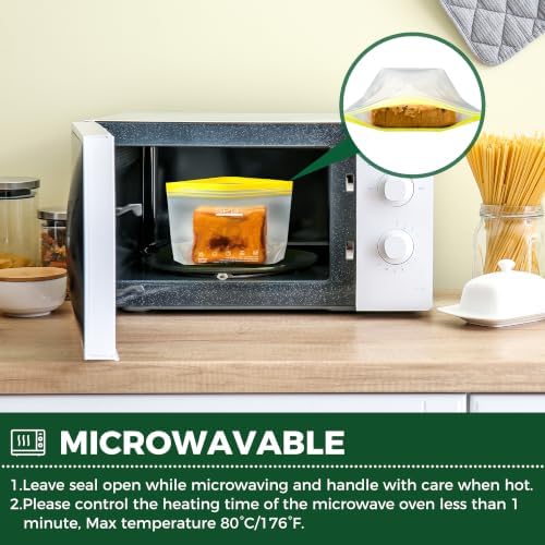 SPLF 12 Pack Reusable Sandwich Bags Dishwasher Microwave Safe