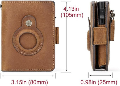 Mens Wallet Card Holder: Pop Up Aluminum Case, Genuine Leather, RFID Blocking - Image 4