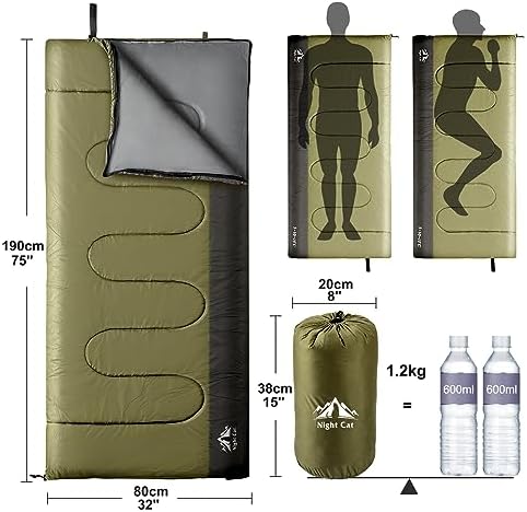 Night Cat Backpacking Tent with Sleeping Bag Lightweight Waterproof Portable Easy Setup Outdoors for One 1 to 2 Persons