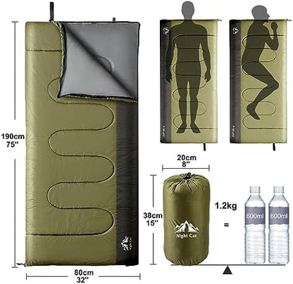 Night Cat Backpacking Tent with Sleeping Bag Lightweight Waterproof Portable Easy Setup Outdoors for One 1 to 2 Persons