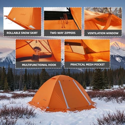 Clostnature 4 Season Backpacking Tent - 1/2 Person Cold Weather Winter Tent
