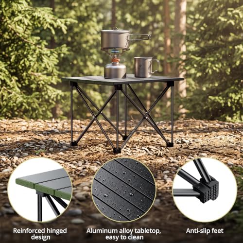 Anbte Small Folding Camping Table, Ultralight Aluminum, 44 lb Capacity