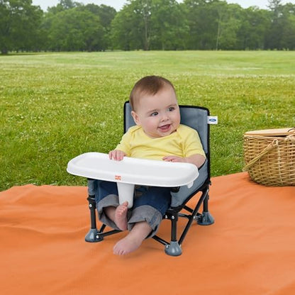 Bright Starts Ford Bronco Pop 'N Sit Portable Booster Chair, Floor Seat, Indoor/Outdoor Use, Compact Fold, Area 51 Color, 6 Mos - 3 Yrs