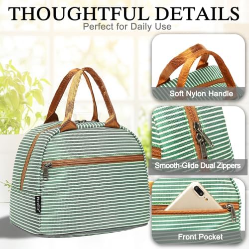 FlowFly Insulated Lunch Cooler Bag - Tote Bag Organizer for Women/Men, Green