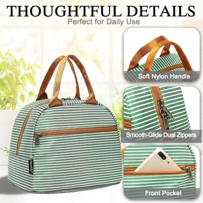 FlowFly Insulated Lunch Cooler Bag - Tote Bag Organizer for Women/Men, Green