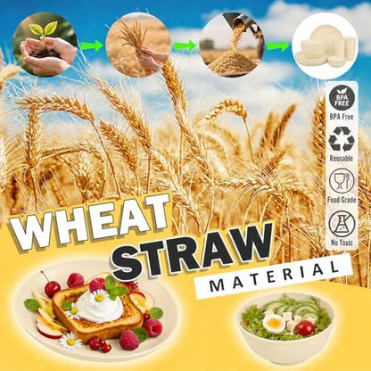 16 PCS Camping Dishes Set for 4, Unbreakable Plates and Bowls Set