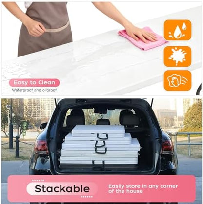 FDW | 8FT Folding Table | White | Portable Plastic Table