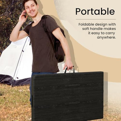 2 PACK of 8 Feet Foldable Table with Built in Handle & Steel Legs | 8 FT Heavy Duty Portable | Perfect for Party, Dining, Wedding, Events, Picnic Indoor, Outdoor, Camping, Temporary - 8 Foot