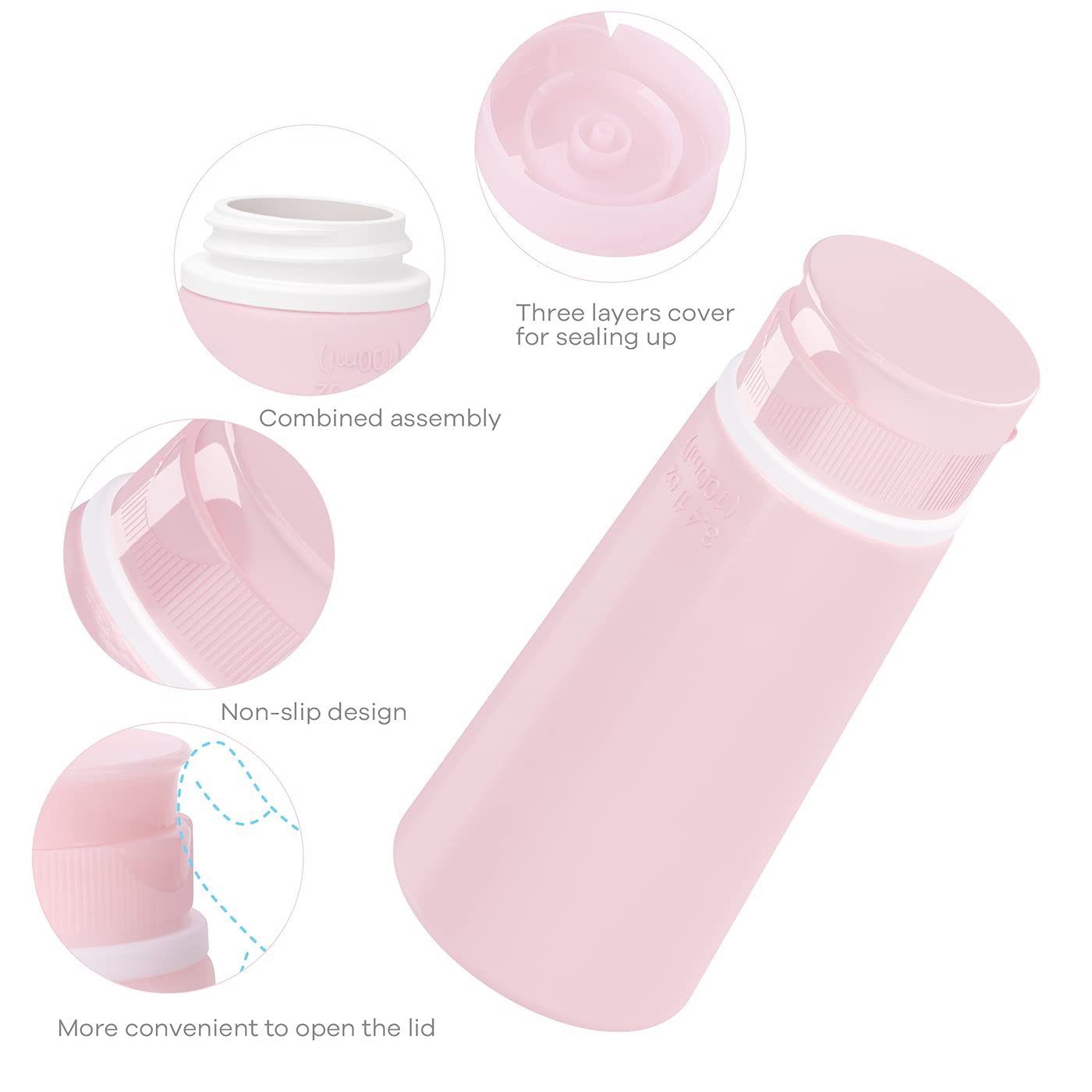 Valourgo Travel Bottles for Toiletries Tsa Approved Travel Size Containers BPA Free Leak Proof Travel Tubes Refillable Liquid Travel Accessories for Cosmetic Shampoo and Lotion Soap for travel, 4Pcs