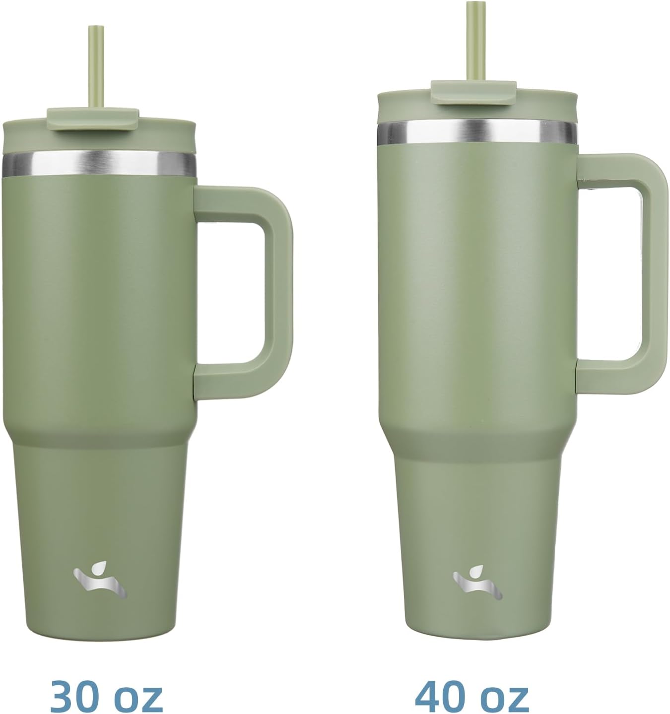 30 oz Tumbler with Handle and 2 Straws,2 in 1 Lid Insulated Water Bottle Stainless Steel Travel Coffee Mug,Army Green