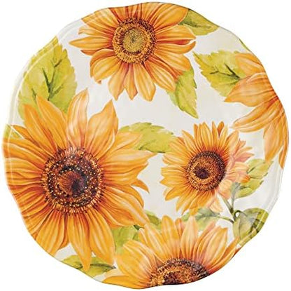 UPware 12 Piece Sunflower Melamine Dinnerware Sets, Outdoor Dishes Set, Plates and Bowls Sets, Service for 4, Yellow