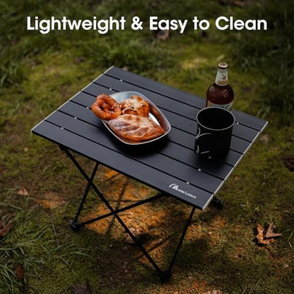 MOON LENCE Ultralight Folding Camping Table, Compact,Portbale with Carry Bag, for Outdoor Cooking, Picnic, Camp, Boat, Travel (Black - S)