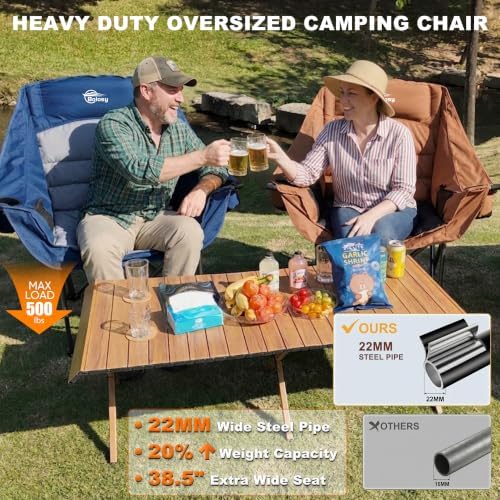 2 Pack Oversized Camping Chairs for Adults Heavy Duty