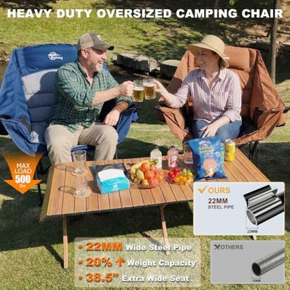 2 Pack Oversized Camping Chairs for Adults Heavy Duty