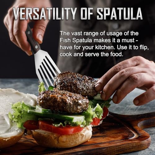 2 Pack Fish Spatula - Stainless Steel Turners, Metal Spatula Set