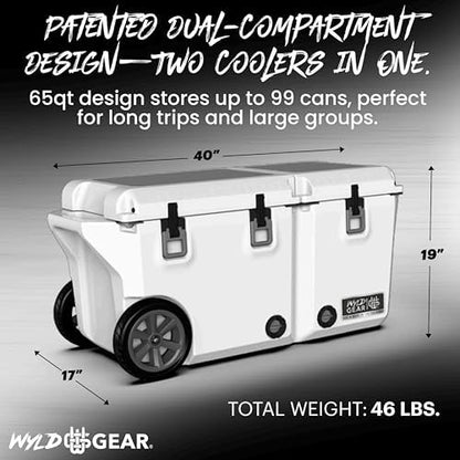 Wyld Gear 65 Quart Dual Compartment Hard Cooler with Wheels