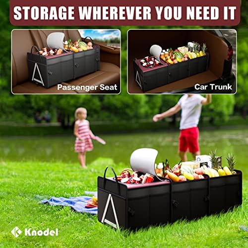 K KNODEL Trunk Organizer Storage with Cooler for Car and SUV (Large, Red)