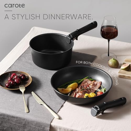 CAROTE 19pcs Pots and Pans Set Non Stick, Detachable Handle Cookware