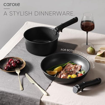 CAROTE 19pcs Pots and Pans Set Non Stick, Detachable Handle Cookware