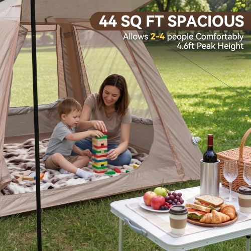 Inflatable Tents for Camping, 2-4 Person Blow Up Tent with Pump