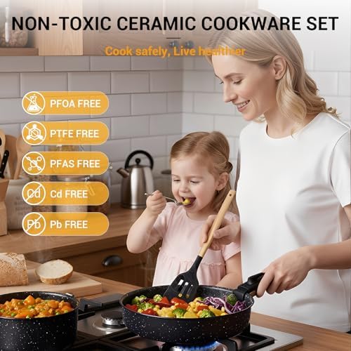 Ammeloo 21Pcs Pots and Pans Set Non Stick with Detachable Handle Frying Pan