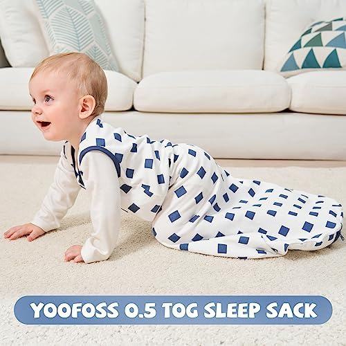 Yoofoss Baby Sleep Sack 6-12 Month 0.5TOG 100% Organic Cotton 2-Way Zipper