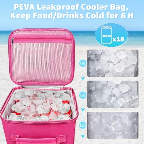 XYFuuee 2-in-1 Cooler Organizer Insert for X Large Bogg Bag Accessories, PEVA Portable Leak-Proof Ice Chest, Lightweight Mesh Divider Inserts Pouch with 4Fastener for XL Bog Beach Rubber Tote