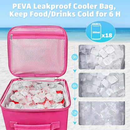 XYFuuee 2-in-1 Cooler Organizer Insert for X Large Bogg Bag Accessories, PEVA Portable Leak-Proof Ice Chest, Lightweight Mesh Divider Inserts Pouch with 4Fastener for XL Bog Beach Rubber Tote