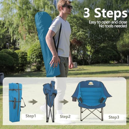 Colegence Oversized Camping Chair for Adults, Padded Lawn Chair 2 Pack