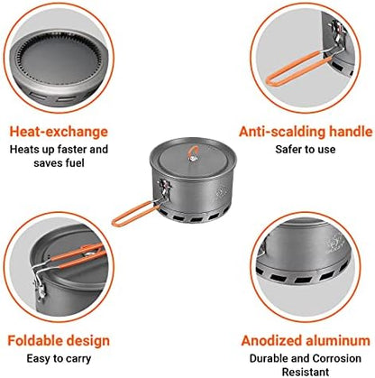 Bulin Camping Pot,2.1L High Efficiency Backpacking Camping Cooking Set