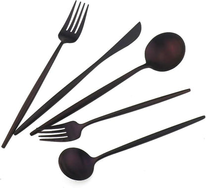 Matte Purple Silverware Set, Gugrida 5-Piece 18/10 Stainless Steel Satin Finish - Image 4