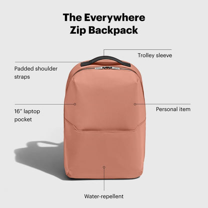 Away Everywhere Zip Backpack, Travel Backpack with Laptop Sleeve, Lightweight & Durable, Travel Essentials, Clay Pink