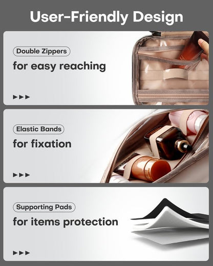 HOTOR Travel Toiletry Bag - Personalized Chenille Initial Makeup Bag, Water-Resistant Personalized Gifts for Women, Portable Travel Accessories & Essentials, Letter P, Black, 11.4"×9.0"×3.35"