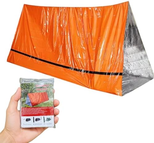 Emergency Survival Tent Shelter, 1 or 2 Person Emergency Tent with Emergency Whistle Emergency Shelter,Life Tube Tent for Camping,Hiking, Backpacking