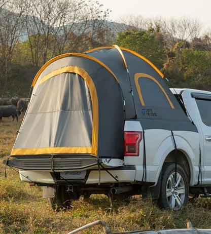 JOYTUTUS Truck Bed Tent with Rainfly, Portable Pickup Truck Tent 5.5ft-5.8ft Fiberglass Pole, Waterproof PU2000mm Fabric for 2 Person, Easy Set-up, Orange