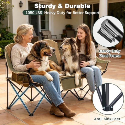 SUNNYFEEL 3 Person Camping Chair Oversized Loveseat for Adults