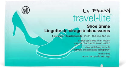 LA Fresh Travel Lite Pre-Moistened Shoe Shine Wipes Pack of 50 Individually Wrapped Streak-Free Cleaning Wipes Perfect For Use On Leather Convenient Size For On The Go
