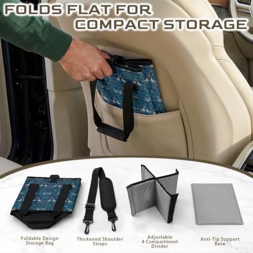 Collapsible Cooler Bag with Shoulder Strap,Blue Vintage Bird Print