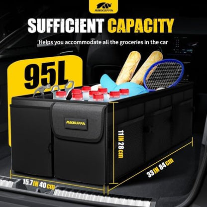 MIKKUPPA Trunk Organizer with Lid - 95L Car Organizer with Cooler, Black