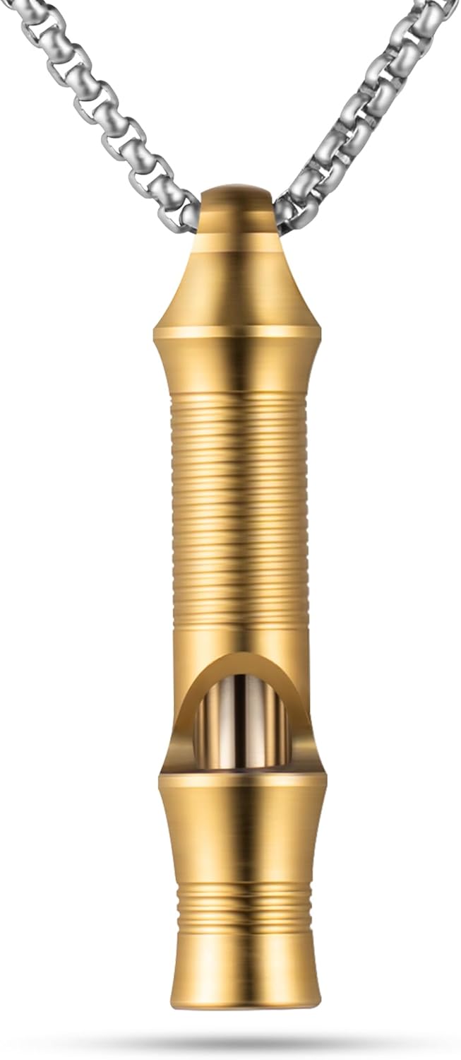 TISUR Titanium Emergency Whistle,EDC Safety Whistles Necklace Loud up to 120db,Survival Whistles for Survival,Hiking,Camping,Pets Training
