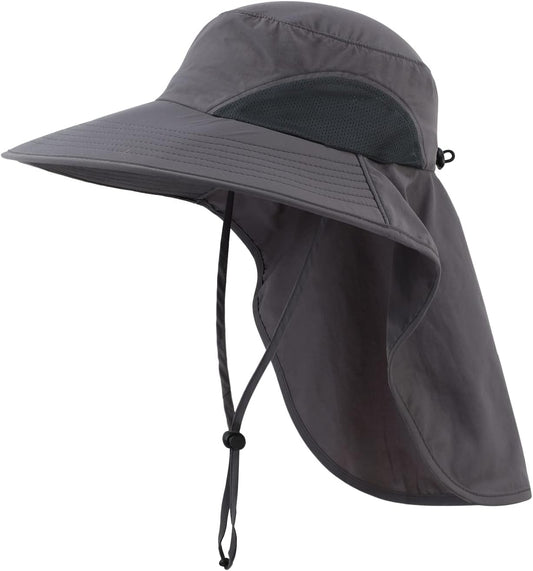 Home Prefer Outdoor UPF50+ Sun Hat Wide Brim Mesh Fishing Hat with Neck Flap
