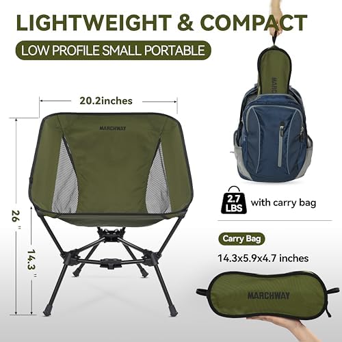 MARCHWAY Lightweight Folding Camping Chair, Portable, Compact and Sturdy