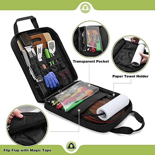 HODRANT Hanging Camp Utensil Organizer with Towel Paper Holder for Travel